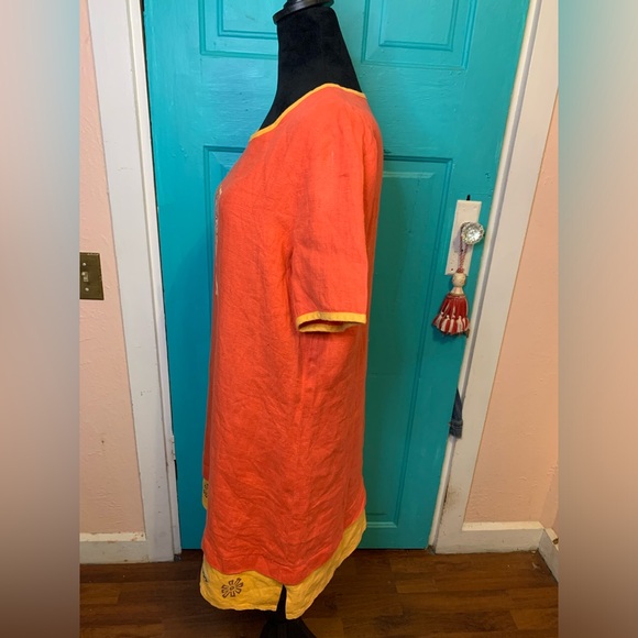 Blue Cactus Linen Shirt-dress Floral Boho Southwest - Picture 6 of 8